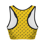 Yellow And Black Dart Pattern Print Women's Sports Bra