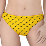 Yellow And Black Dart Pattern Print Women's Thong