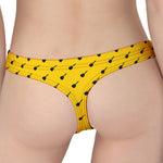 Yellow And Black Dart Pattern Print Women's Thong