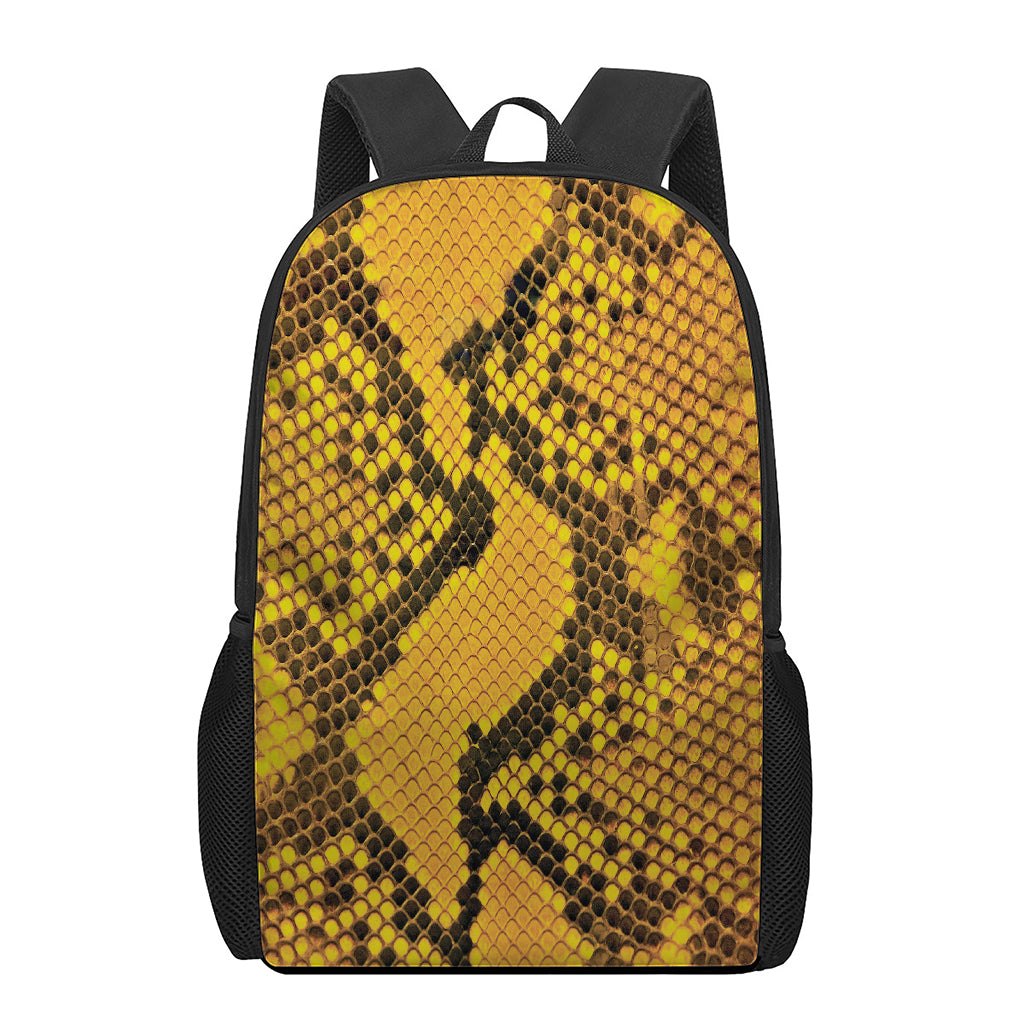 Yellow And Black Snakeskin Print 17 Inch Backpack