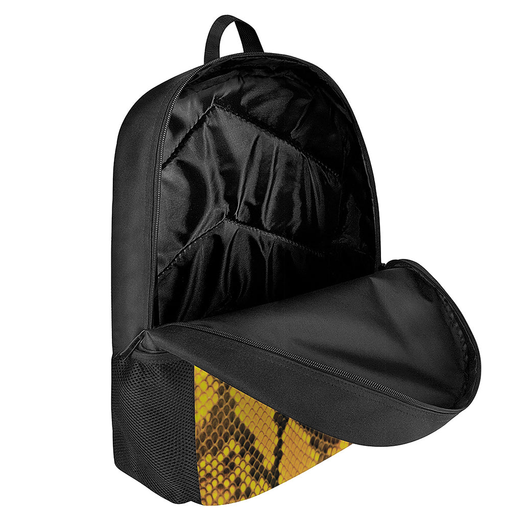 Yellow And Black Snakeskin Print 17 Inch Backpack