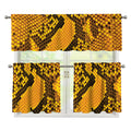 Yellow And Black Snakeskin Print 3 Piece Kitchen Curtains