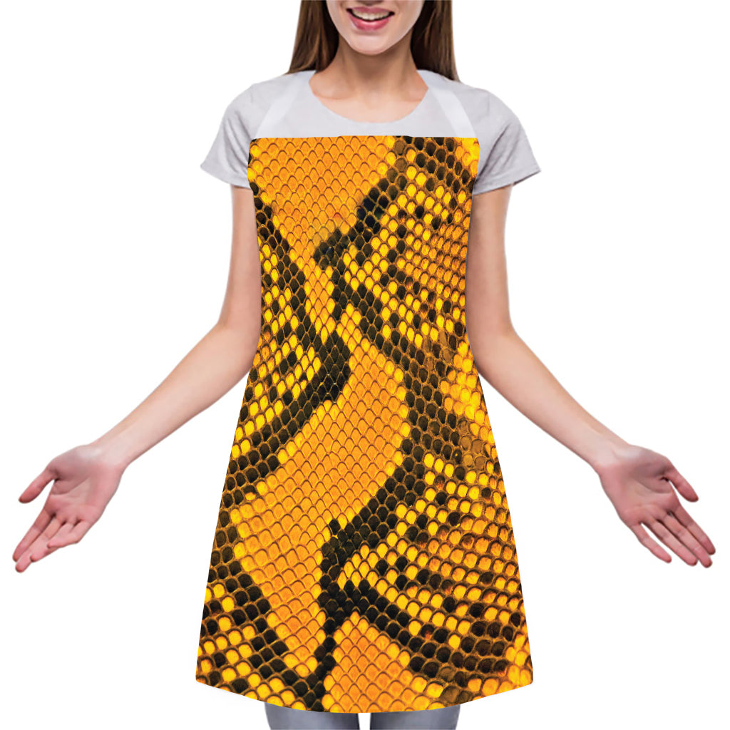 Yellow And Black Snakeskin Print Adjustable Apron