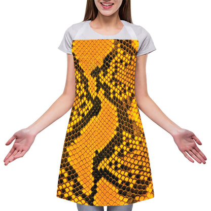Yellow And Black Snakeskin Print Adjustable Apron