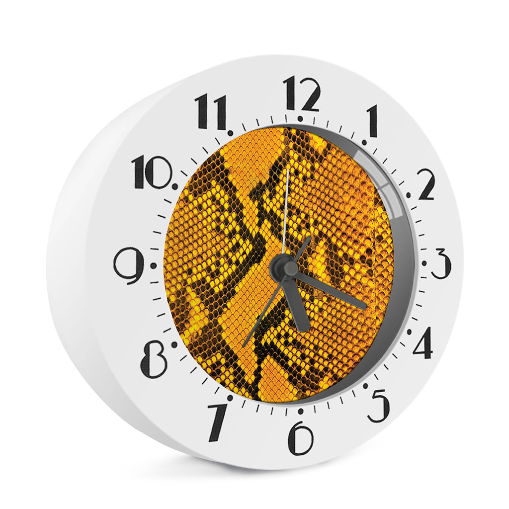 Yellow And Black Snakeskin Print Alarm Clock