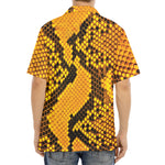 Yellow And Black Snakeskin Print Aloha Shirt