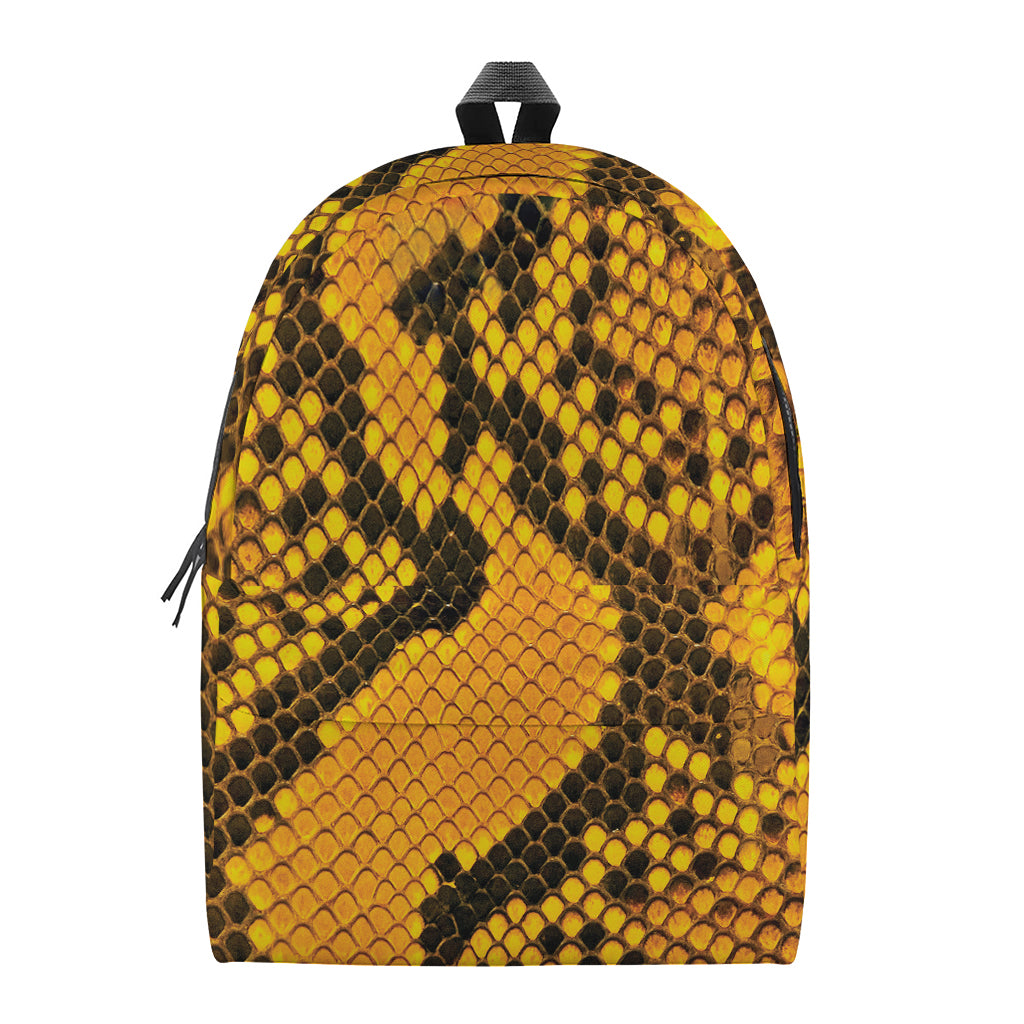 Yellow And Black Snakeskin Print Backpack