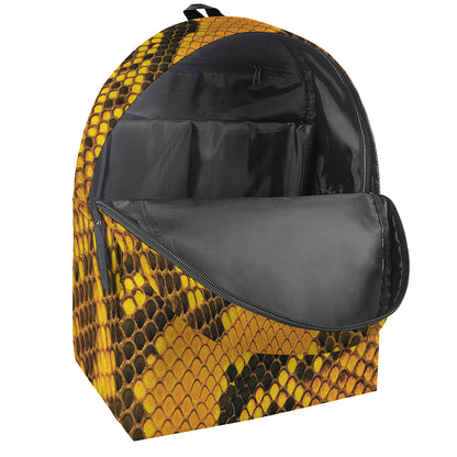 Yellow And Black Snakeskin Print Backpack