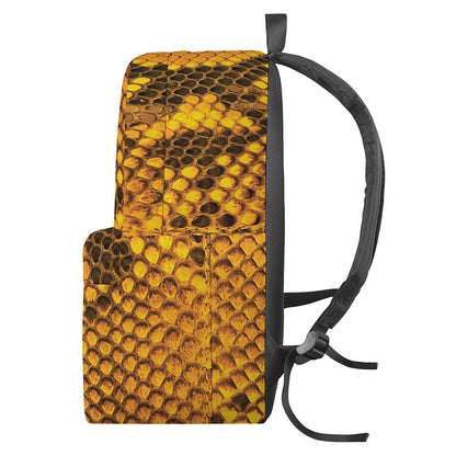 Yellow And Black Snakeskin Print Backpack