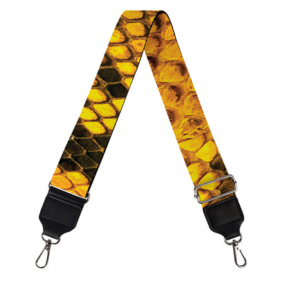 Yellow And Black Snakeskin Print Bag Strap
