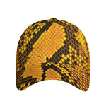 Yellow And Black Snakeskin Print Baseball Cap