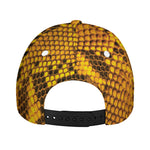 Yellow And Black Snakeskin Print Baseball Cap
