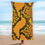 Yellow And Black Snakeskin Print Beach Towel