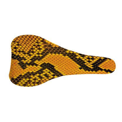 Yellow And Black Snakeskin Print Bicycle Seat Cover