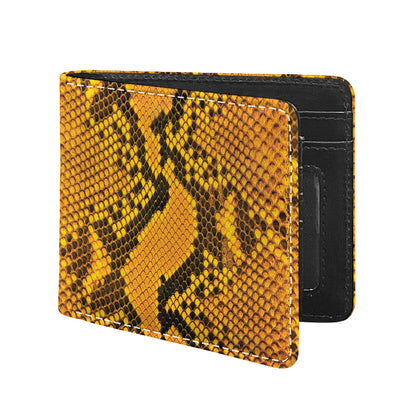 Yellow And Black Snakeskin Print Bifold Wallet