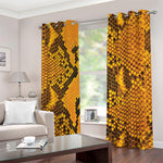 Yellow And Black Snakeskin Print Blackout Grommet Curtains