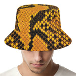Yellow And Black Snakeskin Print Bucket Hat