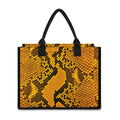 Yellow And Black Snakeskin Print Canvas Tote Bag