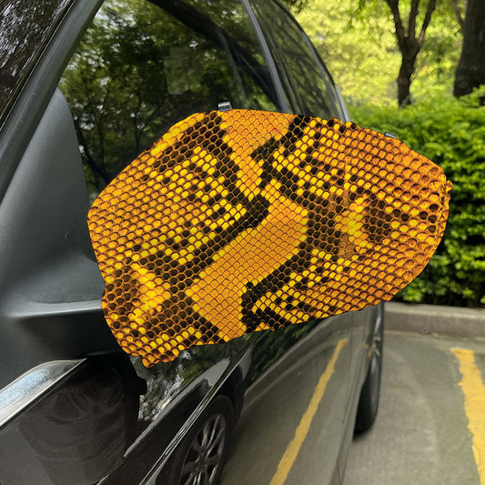 Yellow And Black Snakeskin Print Car Side Mirror Covers