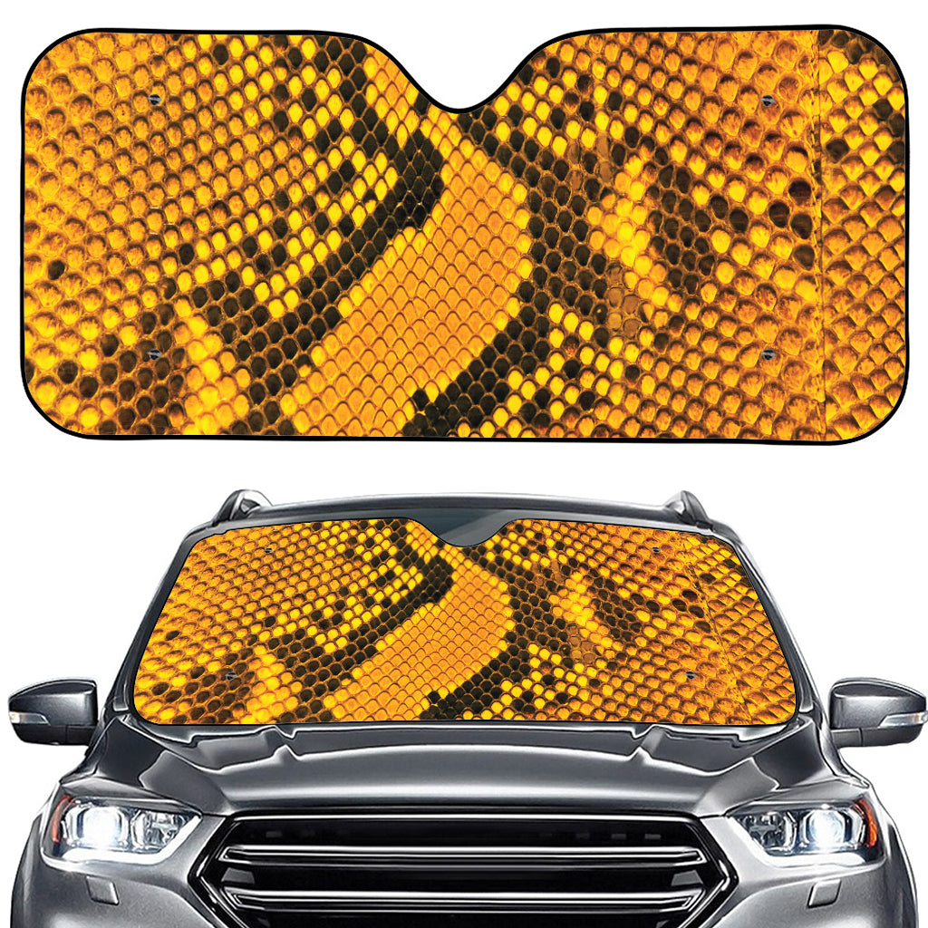 Yellow And Black Snakeskin Print Car Windshield Sun Shade