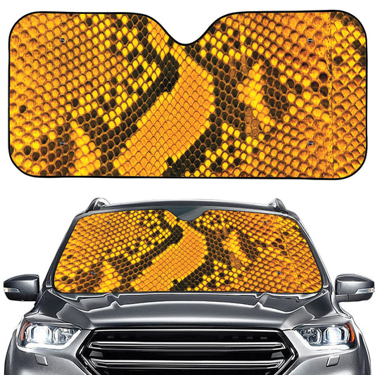 Yellow And Black Snakeskin Print Car Windshield Sun Shade