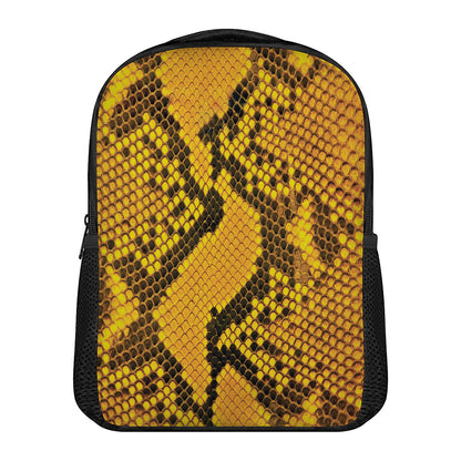 Yellow And Black Snakeskin Print Casual Backpack