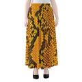 Yellow And Black Snakeskin Print Chiffon Maxi Skirt