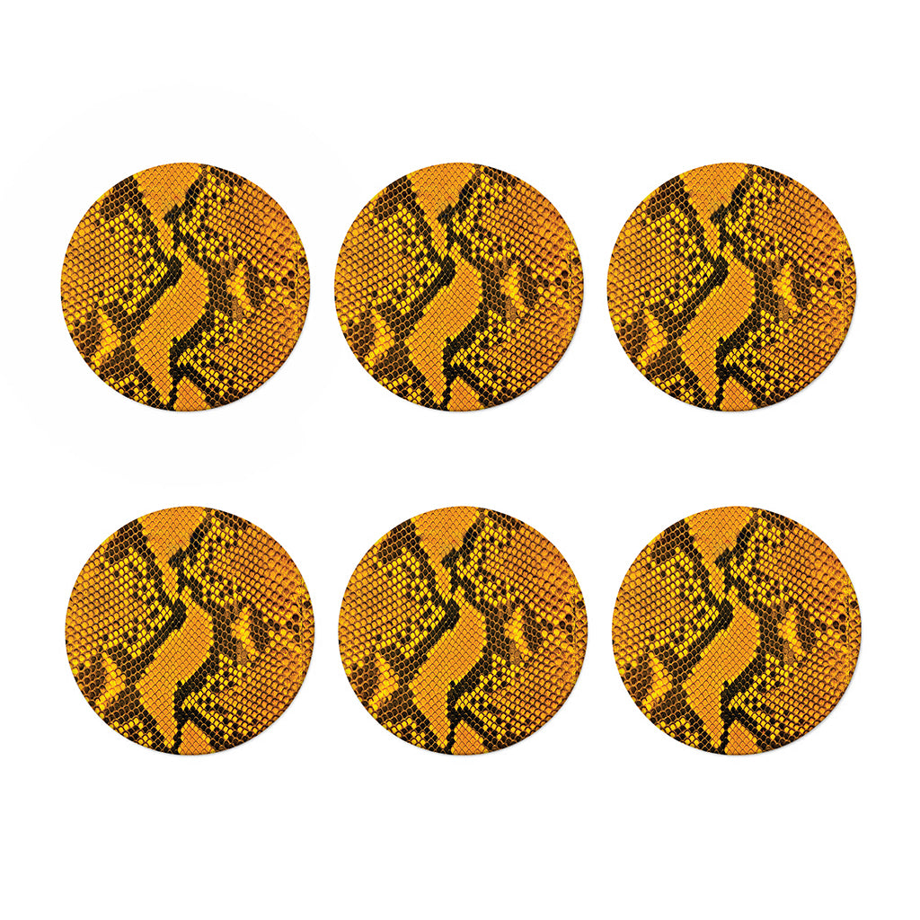 Yellow And Black Snakeskin Print Coaster Set