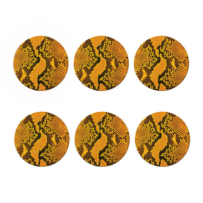 Yellow And Black Snakeskin Print Coaster Set
