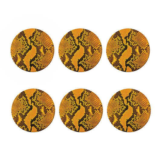 Yellow And Black Snakeskin Print Coaster Set
