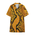Yellow And Black Snakeskin Print Cotton Hawaiian Shirt