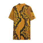 Yellow And Black Snakeskin Print Cotton Hawaiian Shirt