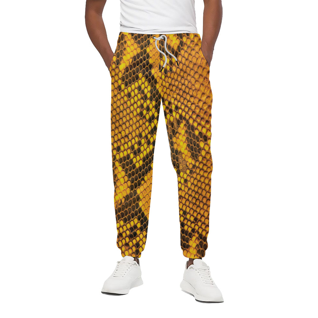 Yellow And Black Snakeskin Print Cotton Pants