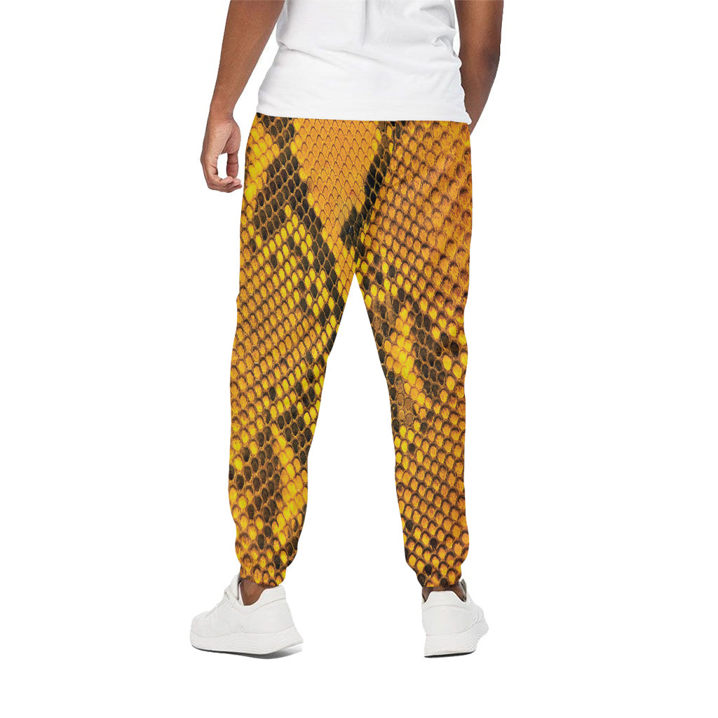 Yellow And Black Snakeskin Print Cotton Pants