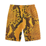 Yellow And Black Snakeskin Print Cotton Shorts