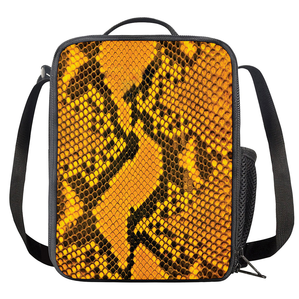 Yellow And Black Snakeskin Print Crossbody Lunch Bag