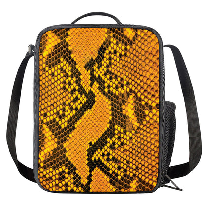 Yellow And Black Snakeskin Print Crossbody Lunch Bag