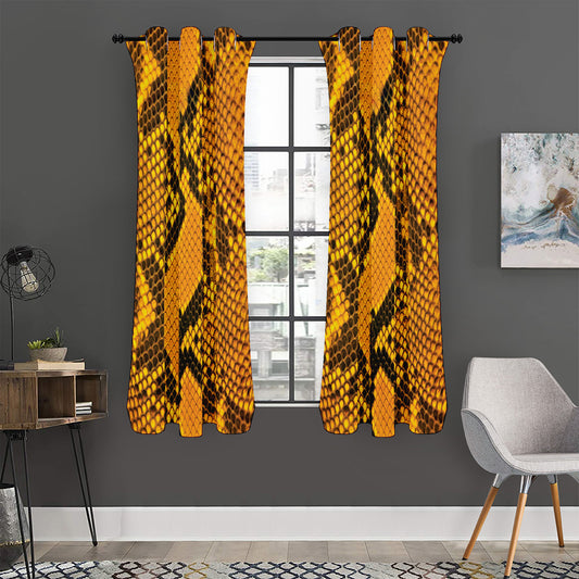 Yellow And Black Snakeskin Print Curtain