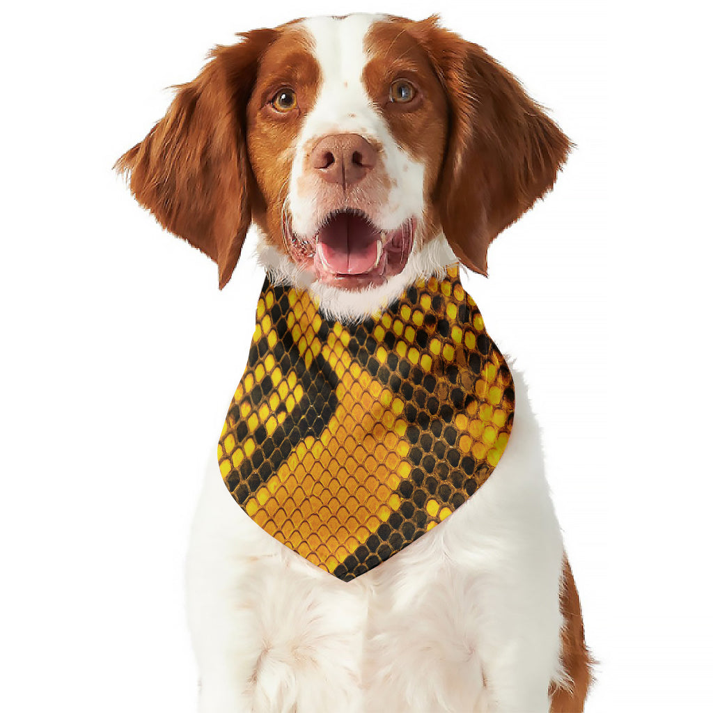 Yellow And Black Snakeskin Print Dog Bandana