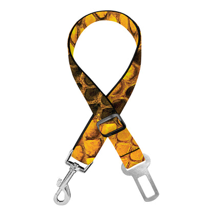 Yellow And Black Snakeskin Print Dog Seat Belt