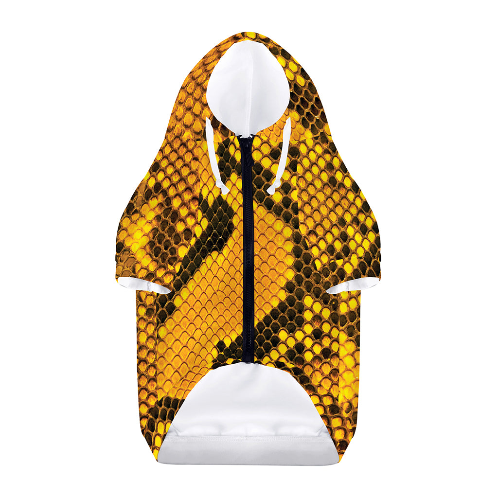 Yellow And Black Snakeskin Print Dog Zip Up Hoodie