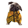 Yellow And Black Snakeskin Print Dog Zip Up Jacket