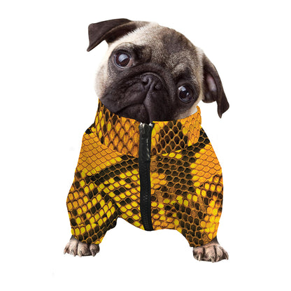 Yellow And Black Snakeskin Print Dog Zip Up Jacket
