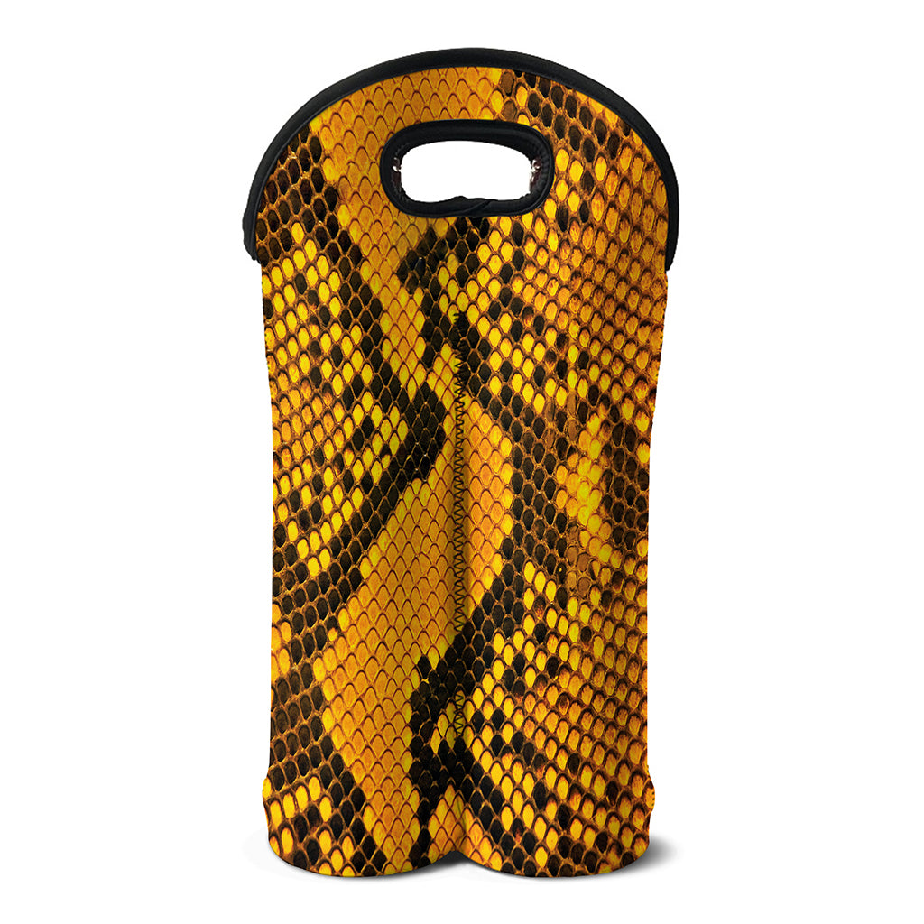 Yellow And Black Snakeskin Print Double Neoprene Wine Tote