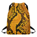 Yellow And Black Snakeskin Print Drawstring Backpack