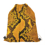 Yellow And Black Snakeskin Print Drawstring Bag