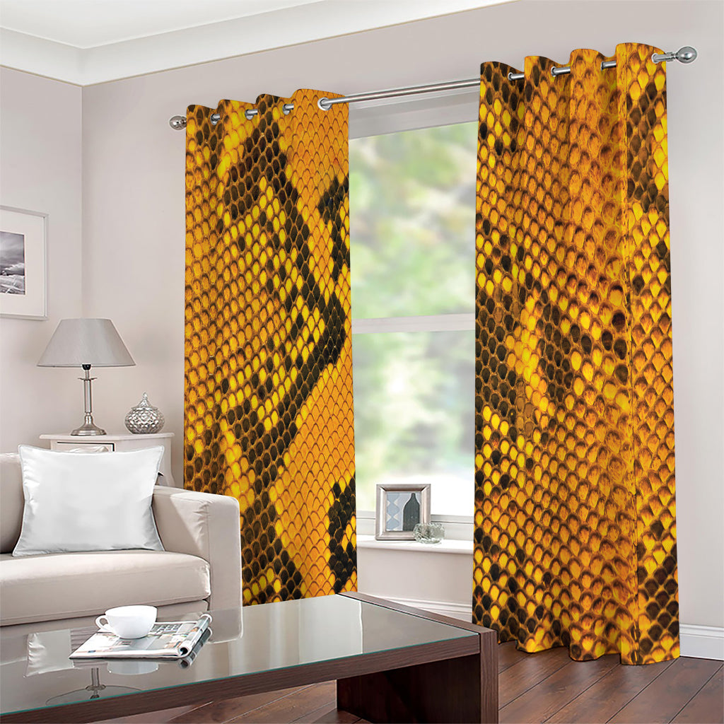 Yellow And Black Snakeskin Print Extra Wide Grommet Curtains