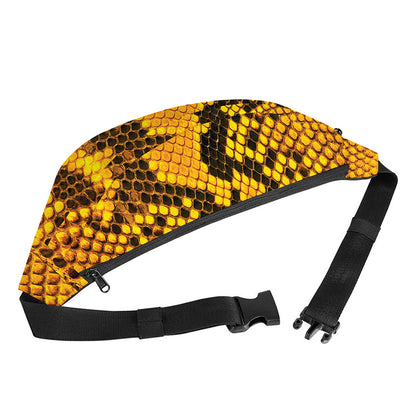 Yellow And Black Snakeskin Print Fanny Pack
