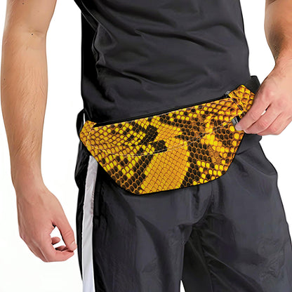 Yellow And Black Snakeskin Print Fanny Pack