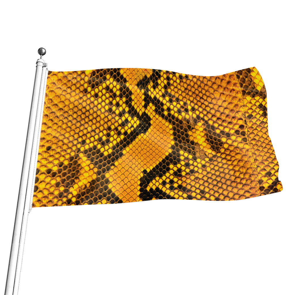 Yellow And Black Snakeskin Print Flag